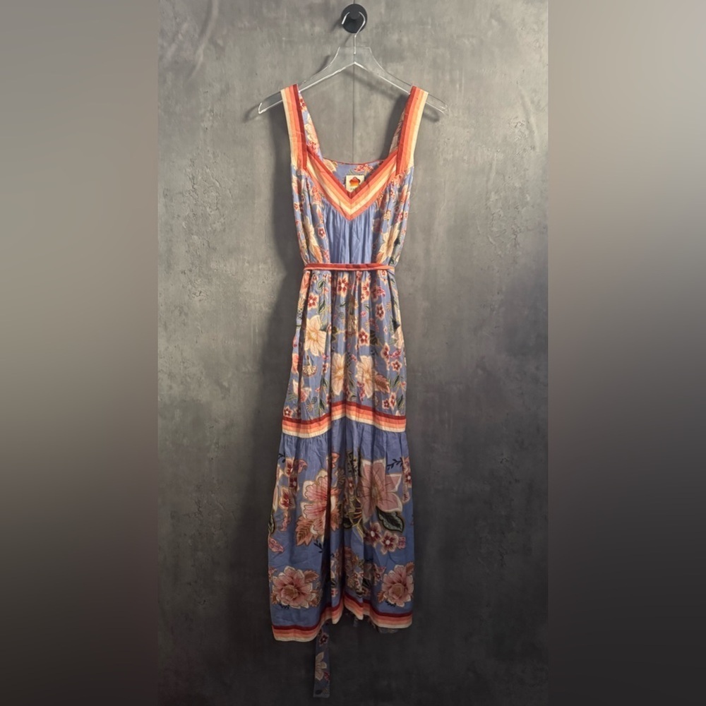 Farm Rio Blue Superbloom Tapestry Maxi Dress XS B290 - Picture 4 of 5